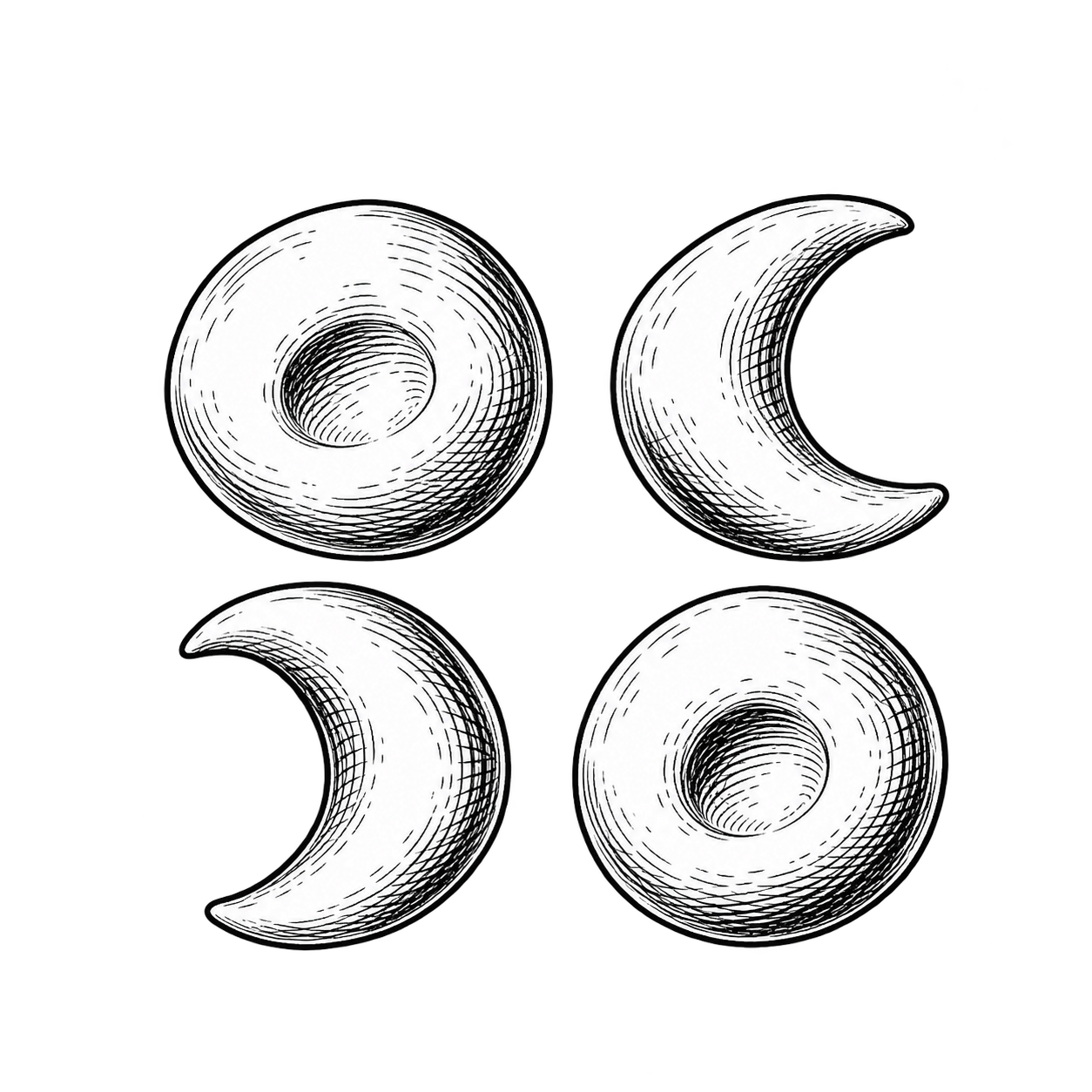 Red Cell Systems mark: two round cells and two crescent cells drawn in ink